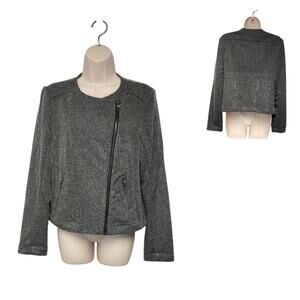 Catherine Malandrino - Charcoal Zip-Up Knit Long Sleeve Moto Jacket Sz Medium